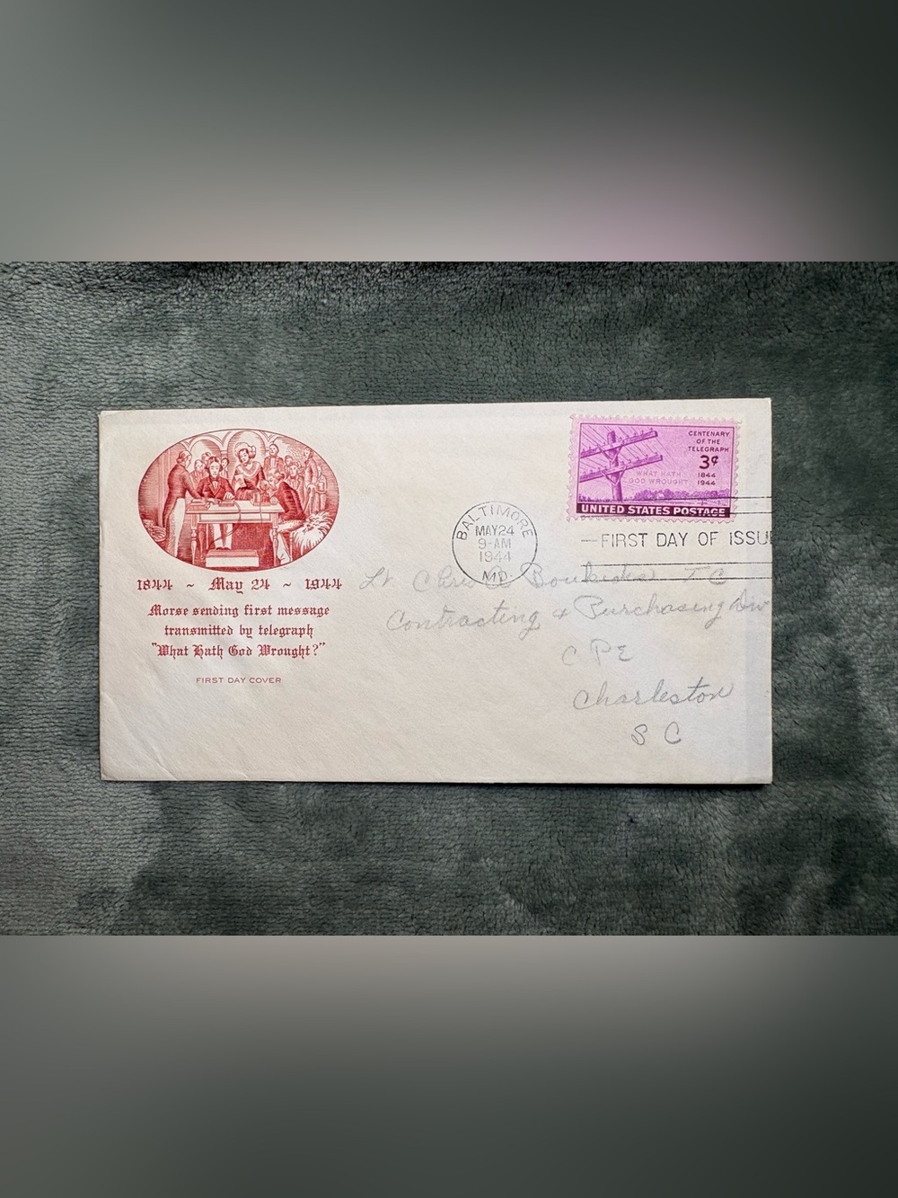 1944 Telegraph Centennial First Day Cover – Baltimore, MD